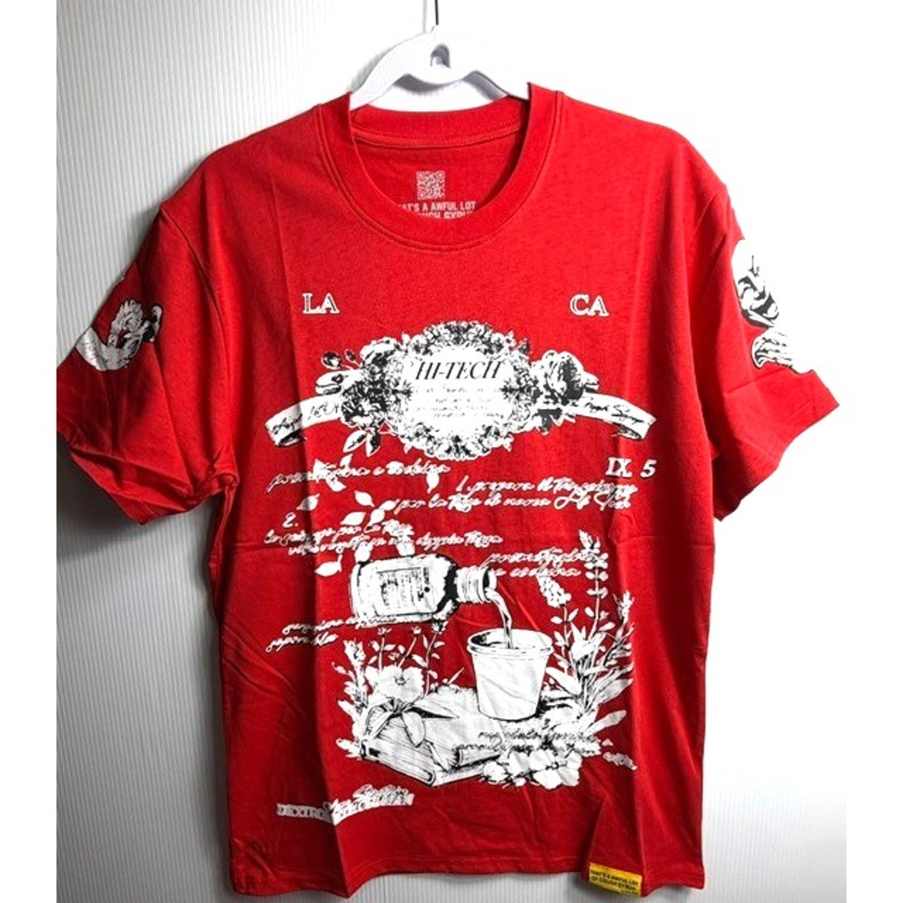 That's A Awful Lot Of Cough Syrup Shirt Mens M Red Graphic Streetwear Goth Y2K